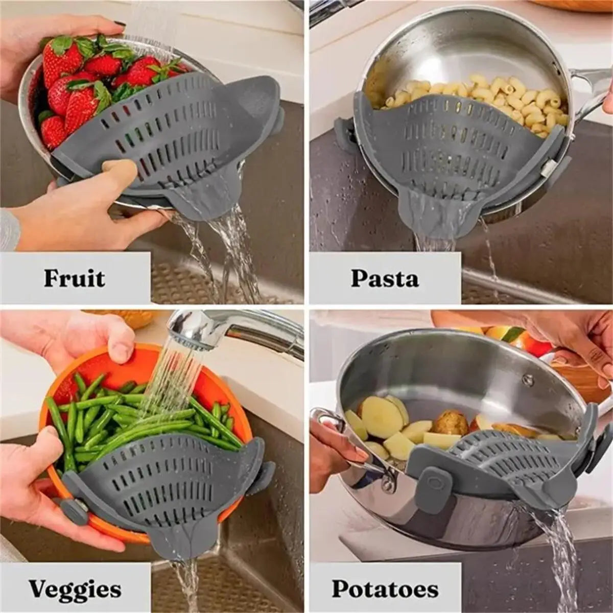 Adjustable Clip-On Pot Strainer: Convenient Strainer for Pots, Pans, and Bowls