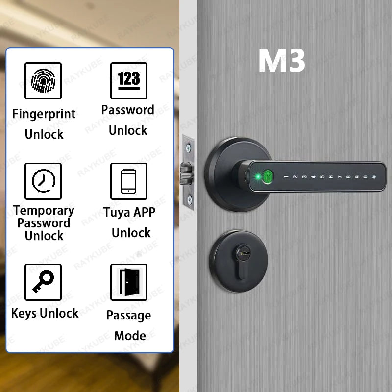 RAYKUBE M3 Smart BLE Digital Fingerprint Door Lock with Remote Unlock